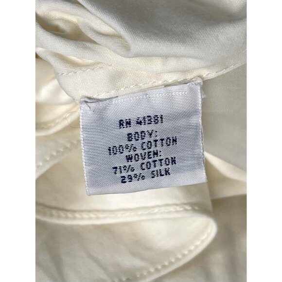 POLO Ralph Lauren Womens LARGE Ivory Oversize Button-Up Cotton/Silk Tuxedo SHIRT - Picture 9 of 9